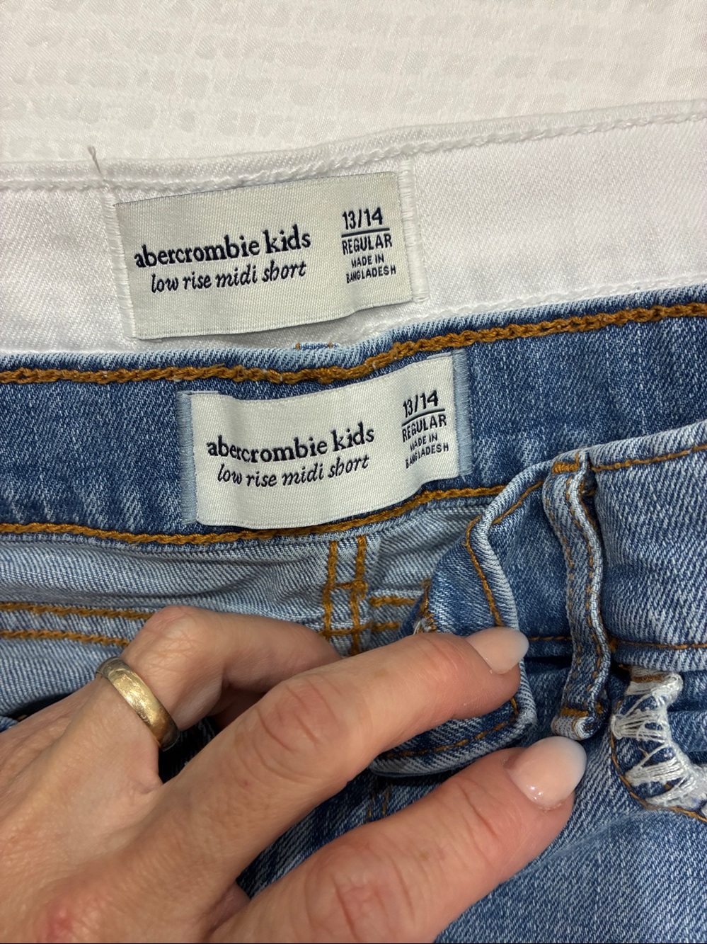 Abercrombie & Fitch White Frayed Hem Denim Shorts - Picture 6 of 6
